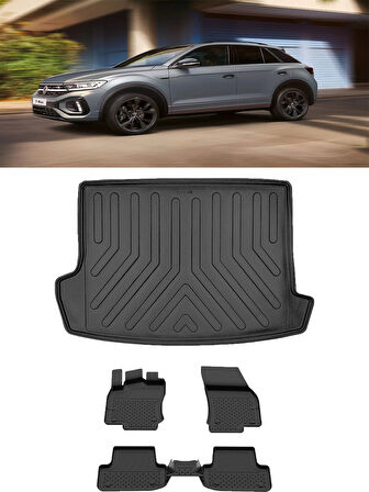 Sahler Volkswagen T-Roc 2019 ve Sonrası 4.5D Paspas 3D Rizline ÜST Bagaj Havuzu