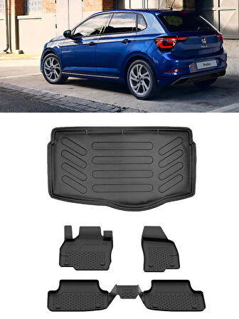 Sahler Volkswagen Polo 2023 Sonrası Lıfe/Style 2023 Sonrası 4.5D Paspas 3D Rizline ALT Bagaj Havuzu