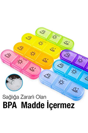 7 Günlük 21 Gözlü Haftalık İlaç Hap Vitamin Saklama Kutusu