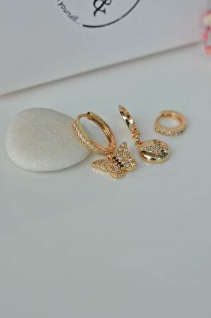 Kelebek 3'lü Set Küpe