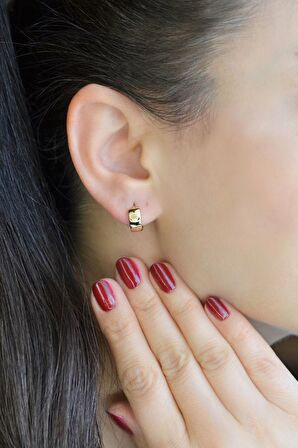 Kalp Detaylı Mini Halka Küpe