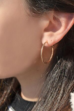 Büyük Boy Rose Gold Halka Küpe