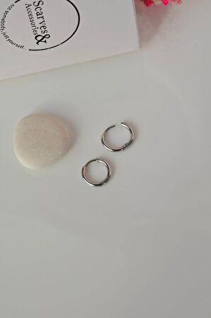 Gümüş Renk Çelik Halka Küpe 10 mm