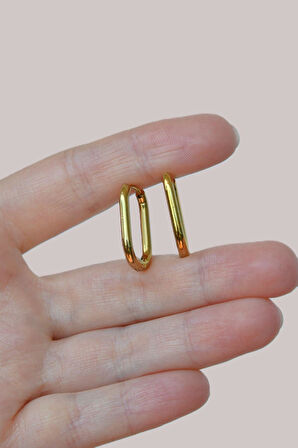 Çelik Oval Halka Küpe Gold Renk