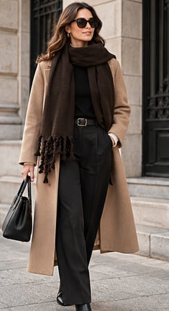 Noir Mocha Luxe | Premium Çikolata Kahve Burgu Püsküllü Yumuşak Dokulu Oversize Kadın Kışlık Şal & Atkı 50x175 cm