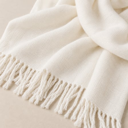 LUMIÈRE Ecru Collection | Ekru Krem Püsküllü Kadın Şal – Soft Touch Yumuşak Dokulu, Oversize, Old Money Stil, Zarif Kışlık Atkı Şal