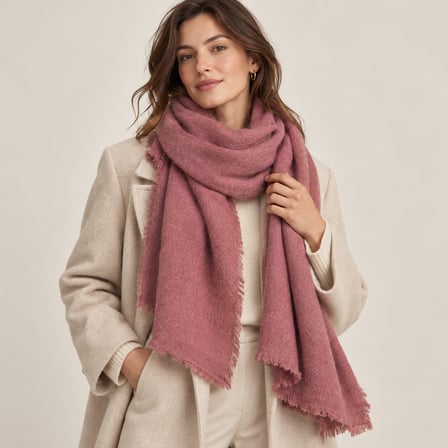 Rose Élite Premium Gül Kurusu Şal – Soft Touch Yumuşak Dokulu, Püsküllü, Oversize Kadın Kışlık Omuz ve Boyun Şalı