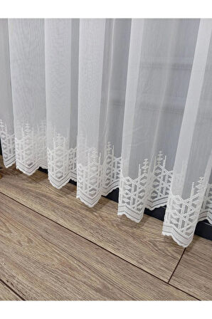Sama Sade Düz Etek Işlemeli Ütü Istemez Yeni Tarz 2Kat Pileli Tül Perde