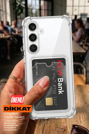 SAMSUNG S25 Şeffaf Kartlıklı Telefon Kılıfı | Darbe Emici Köşe Korumalı