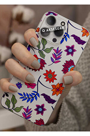 Samsung Galaxy A05s Uyumlu Renkli Çiçekler Tasarımlı Şeffaf Telefon Kılıfı Kapak Case