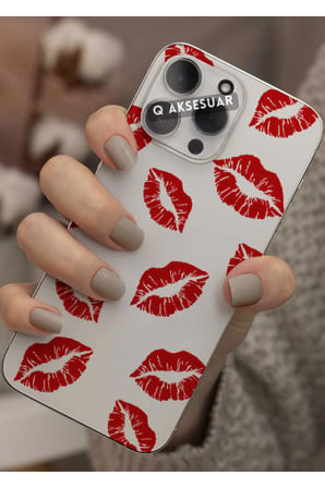 Samsung Galaxy A12 Uyumlu Dudak Tasarımlı Şeffaf Telefon Kılıfı Kapak Case