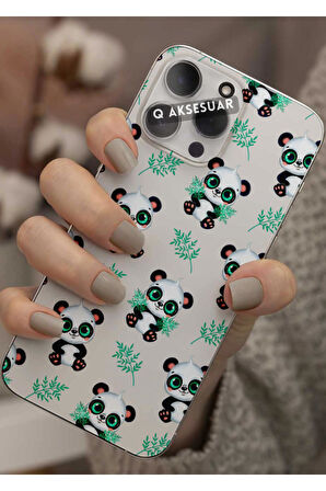 Samsung Galaxy A30s Uyumlu Sevimli Panda Tasarımlı Şeffaf Telefon Kılıfı Kapak Case