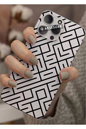 Samsung Galaxy M30s Uyumlu Siyah Şekiller Tasarımlı Şeffaf Telefon Kılıfı Kapak Case