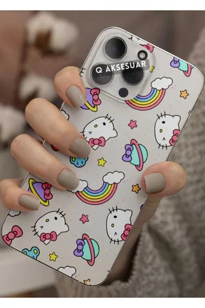 Samsung Galaxy Note 10 Lite Uyumlu Hello Kitty Tasarımlı Şeffaf Telefon Kılıfı Kapak Case