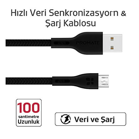 Hasır Örgülü 2.4a Micro Usb 1 Metre  Hızlı Şarj Ve Data  Kablosu K-S10 