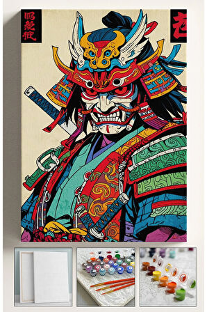 Sayılarla Boyama Hobi Seti Çerçeveli Numaralı Tuval Fırça Boya Dahil Kasnaklı SAMURAY 40x50 Cm