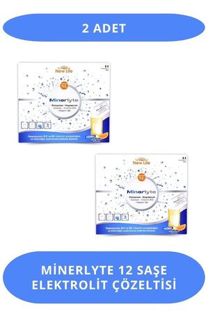 New Life Minerlyte 12 Saşe Elektrolit Çözeltisi - Magnezyum - Potasyum - Sodyum - B12 Vitamini - B6 Vitamini (2 Adet)