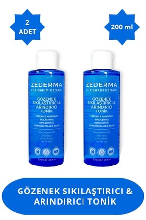 ZEDERMA Gözenek Sıkılaştırıcı Ve Arındırıcı Tonik &peeling & Nemlendirici & Siyah Noktalara Karşı (2 Adet)