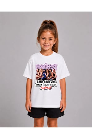 Kız Erkek Çocuk Manifest Sana Alkış Yok Baskılı %100 Organik Pamuk Tshirt