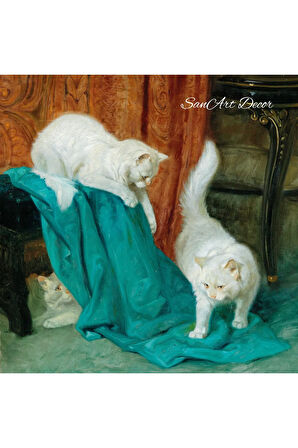 Çerçeveli Vintage Tablo, Yağlı Boya Tablosu, Çerçeveli Tablo, Sanatsal Dekor, Kedi Tablosu