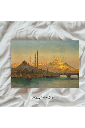 Çerçeveli Vintage Tablo, Yağlı Boya Tablosu, Çerçeveli Tablo, Sanatsal Dekor, İstanbul Tablosu