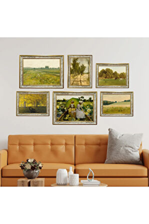 Çerçeveli Yağlı Boya Tablo Seti, 6 Parça Çerçeveli Tablo, Retro Tablolar, Vintage Tablo, Baskı Tablo