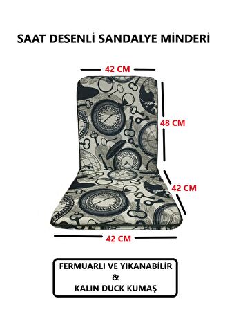 Sandalye Minderi ( 6 Adet )  Masa Örtüsü (120x180) 4 CM SÜNGER Fermuarlı Lastikli Yıkanabilir