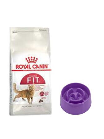 Royal Canin Fit 32  Yetişkin Kuru Kedi Maması 4 Kg,Yavaş Yeme Mama Kabı 375 Ml.