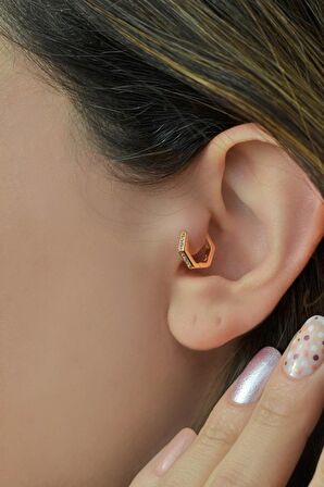 Beşgen Tragus Helix Piercing Kıkırdak Küpesi