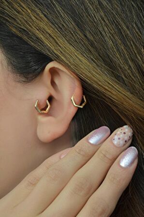Beşgen Tragus Helix Piercing Kıkırdak Küpesi