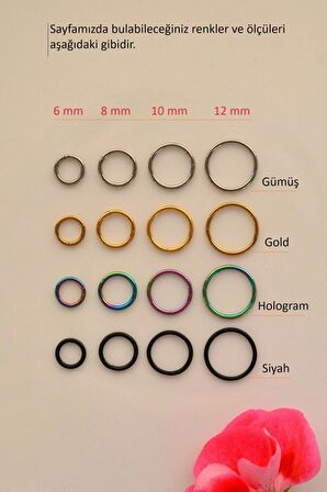 12 mm Hologram  Çelik Piercing Tragus Helix Lob Daith