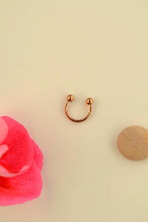 10 mm Rose Renk İki Ucu Toplu Çelik Piercing Kulak Burun Dudak