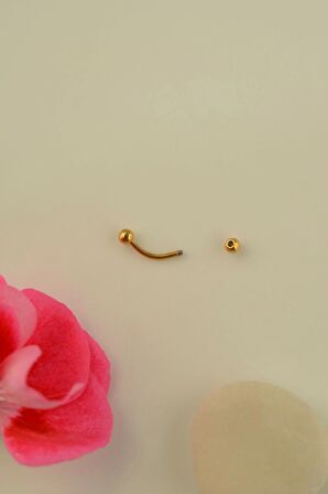 10 mm Gold Çelik Piercing Ucu Toplu Conch Kıkırdak Göbek