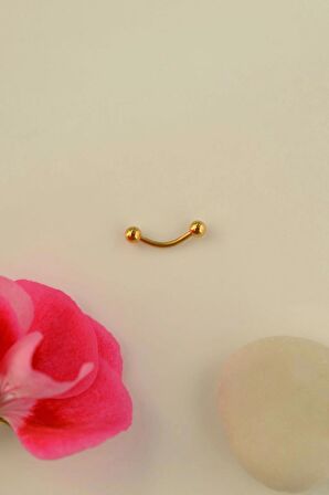 10 mm Gold Çelik Piercing Ucu Toplu Conch Kıkırdak Göbek