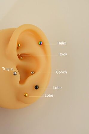 10 mm Gold Çelik Piercing Ucu Toplu Conch Kıkırdak Göbek