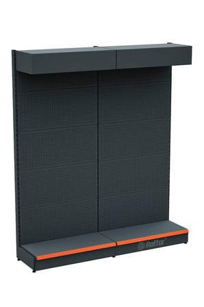 Şapkalı ve Bazalı Delikli Hırdavat Rafı – Antrasit, 2 Ünite – W180 × H220 × D30/40 cm