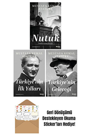 Nutuk + Türkiye'nin Ilk Yılları + Türkiye'nin Geleceği 3 Kitap Set + Okuma Sticker'ları
