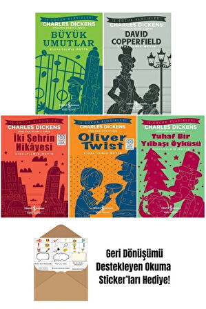Charles Dickens 5 Kitap Çocuk Klasikleri Seti + Okuma Sticker'ları