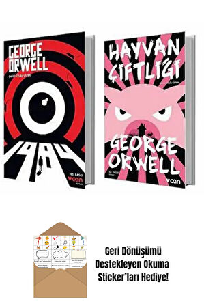 Hayvan Çiftliği - 1984 - George Orwell 2 Kitap + Okuma Sticker'ları