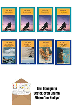 İnce Memed 4 Kitap - Bir Ada Hikayesi 4 Kitap Yaşar Kemal + Okuma Sticker'ları