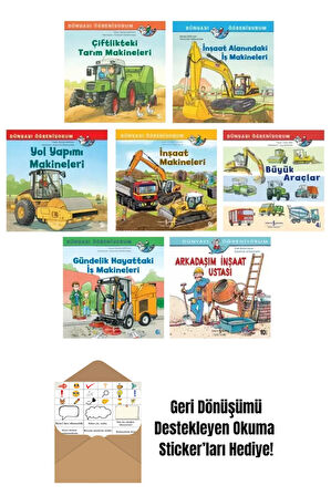 Dünyayı Öğreniyorum İnşaat Makineleri 7 Kitap Set + Okuma Sticker'ları
