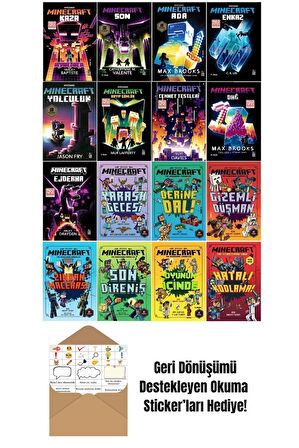 Minecraft Lisanslı 16 Kitap Set + Okuma Sticker'ları