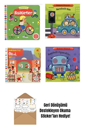 Hareketli Kitap Seti 4 Kitap Set + Okuma Sticker'ları