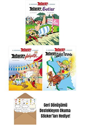 Asteriks 3-4-5. Ciltler Çizgi Roman Seti + Okuma Sticker'ları