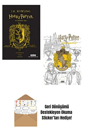 Harry Potter Felsefe Taşı 20. Yıl Özel Baskısı + Boyama Kitabı Hufflepuff + Okuma Sticker'ları