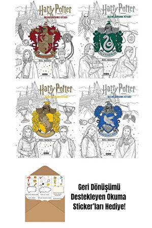 Harry Potter Boyama Kitabı 4'lü Set + Okuma Sticker'ları