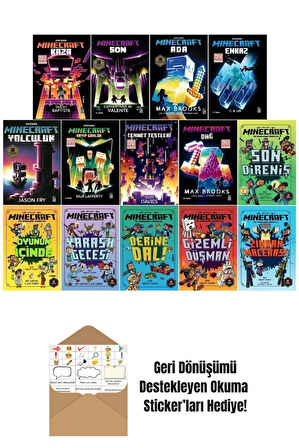 Minecraft Serisi 14 Kitap Set + Okuma Sticker'ları