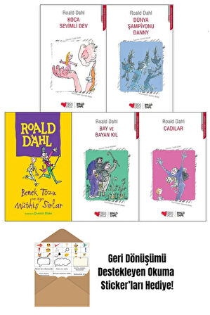 Roald Dahl 5 Kitap Set / Koca Sevimli Dev + Okuma Sticker'ları