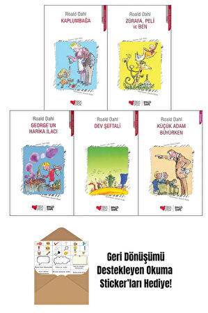 Roald Dahl 5 Kitap Set / Kaplumbağa - Zürafa, Peli Ve Ben + Okuma Sticker'ları