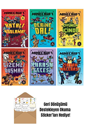 Minecraft  6 Kitap Set + Okuma Sticker'ları
